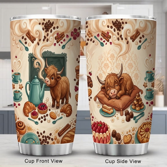 Highland Cow Tumbler 20oz Drinkware, Durable Design for Clean-Tasting Experience