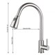 thumbnail image 2 of Grifo del fregadero de la cocina Caño giratorio de acero inoxidable Montaje en cubierta Grifo de agua mezclador extraíble de un solo orificio Yuarrent LF0184-00B, 2 of 6