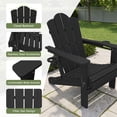 thumbnail image 4 of LOYALICE Folding Adirondack Chair with Dual Cup Holders, All-Weather HDPE Outdoor Patio Chair for Backyard, Poolside, Garden, Fire Pit, Black, 4 of 11
