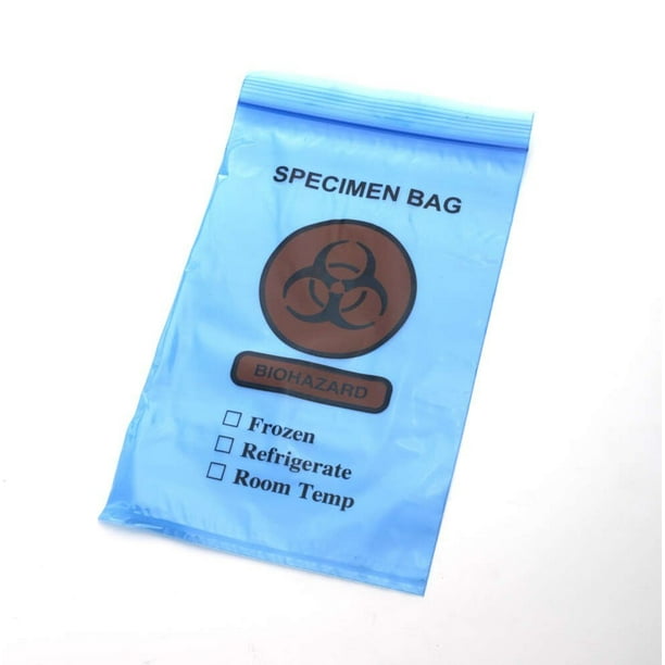 Specimen Bag, Biohazard Printed, ZipClosure With Outside Pocket, Polyethylene, 2 Mil, 6 Inch x