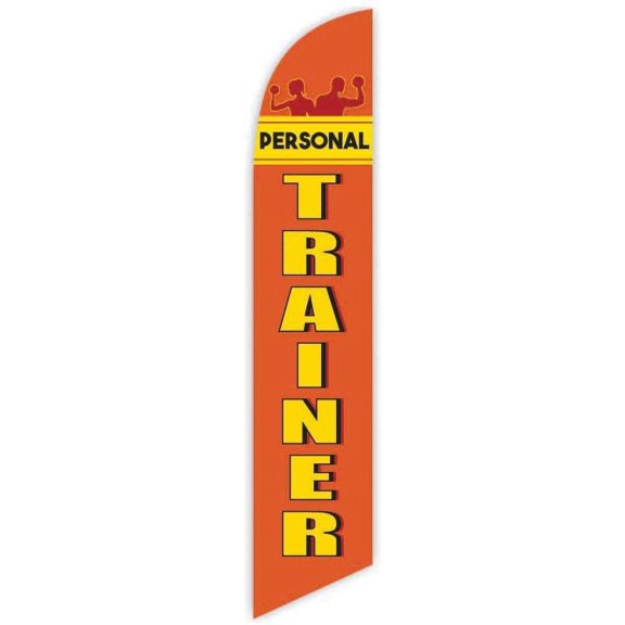 Cobb Promo Personal Trainer Orange Advertising Feather Flag 12ft - Replacement Flag Only Without Poleset