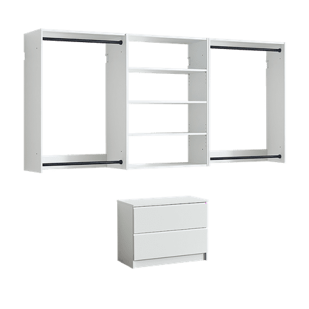 Devi White Freestanding Walk in Wood Closet System