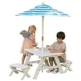 thumbnail image 6 of KidKraft Wooden Outdoor Table & Bench, Children's Furniture, White with Turquoise & White Umbrella, 6 of 12