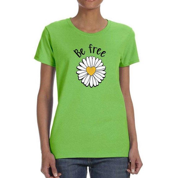 Be Free Heart Daisy T-Shirt Women -Image by Shutterstock, Female 3X-Large