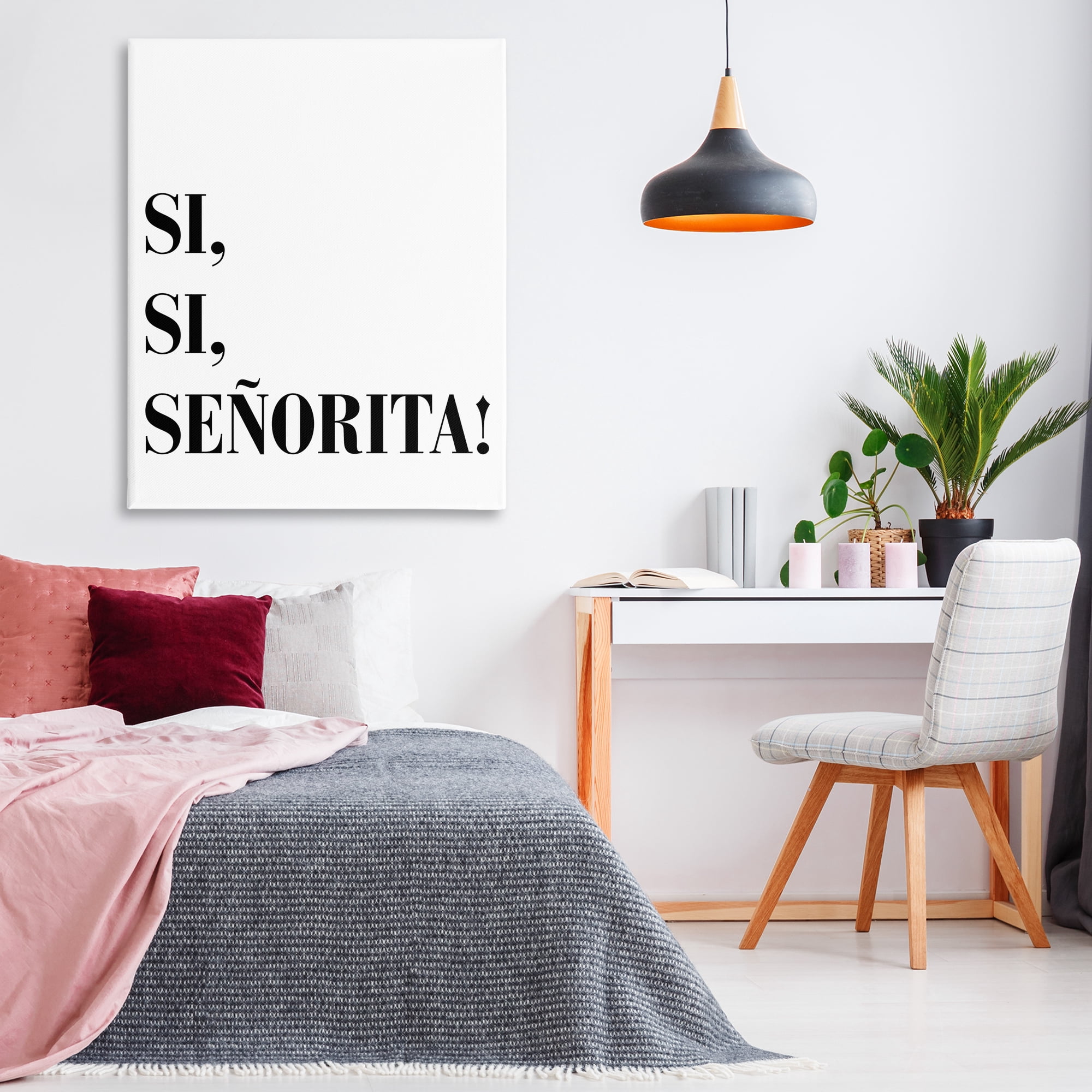 Stupell Industries Sí, Sí, Señorita Inspirational Quotes & Sayings Painting Wrapped Canvas Art Print Wall Art, 36 x 48