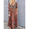 thumbnail image 2 of Vestido largo con estampado floral bohemio Cuello en V Cordón con cordones Ropa de manga larga Speravity AP000133-29B, 2 of 5