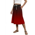 thumbnail image 2 of WRKEKC Long Skirts for Women Summer, Casual Skirts for Women, Women's Summer Casual Gradient Printed Drawstring Loose Mid-Length Skirt with Side Pocket, 2 of 6