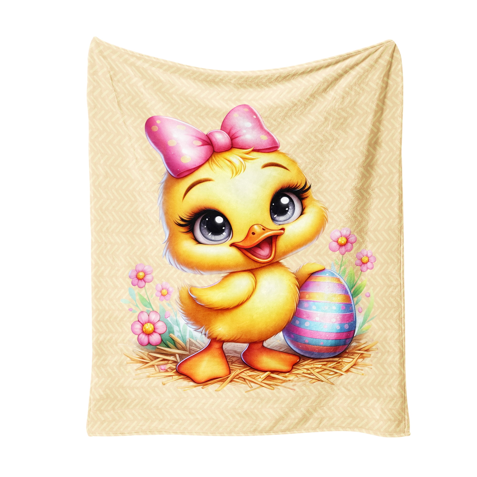 Easter Throw Blanket, Cute Duck Ester Eggs Warm Fleece Flannel Bed Blanket, Lightweight Easter Blanket for Sofa Bed Couch 40"x50"