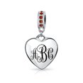 thumbnail image 2 of Bling Jewelry Womens Initial Monogram Crystal Heart Dangle Charm Bead Sterling Silver Birthstone, 2 of 6