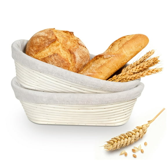 COSANO Banneton Bread Proofing Basket, 10"x3"x6" Oval Banneton Bread Sourdough Rising Proofing Basket Bowls with Liner for Baking Pastry Professional Home Bakery - Send Goods from Local Warehouse