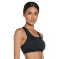 thumbnail image 2 of Women's Medium Support Non Padded Sports Bra with Band Black/Black/(White) Small, 2 of 4