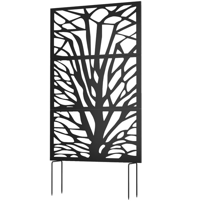 CoSoTower Metal Outdoor Privacy Screen, 72" x 38" Freestanding Outdoor Divider, Black