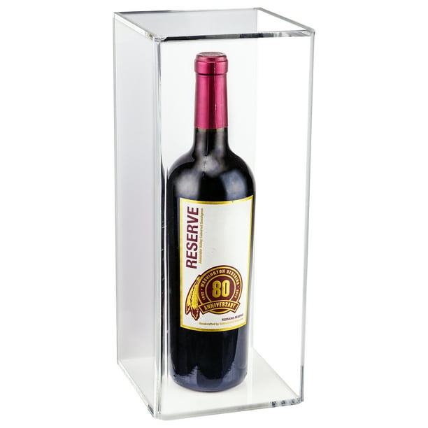 Deluxe Acrylic Wine Bottle Display Case with White Back and Wall Mount (A017WB)