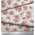 thumbnail image 2 of Soimoi Tissu Popeline de Coton Imprimé Feuilles & Roses au Mètre 56 Pouces de Large, 2 of 3