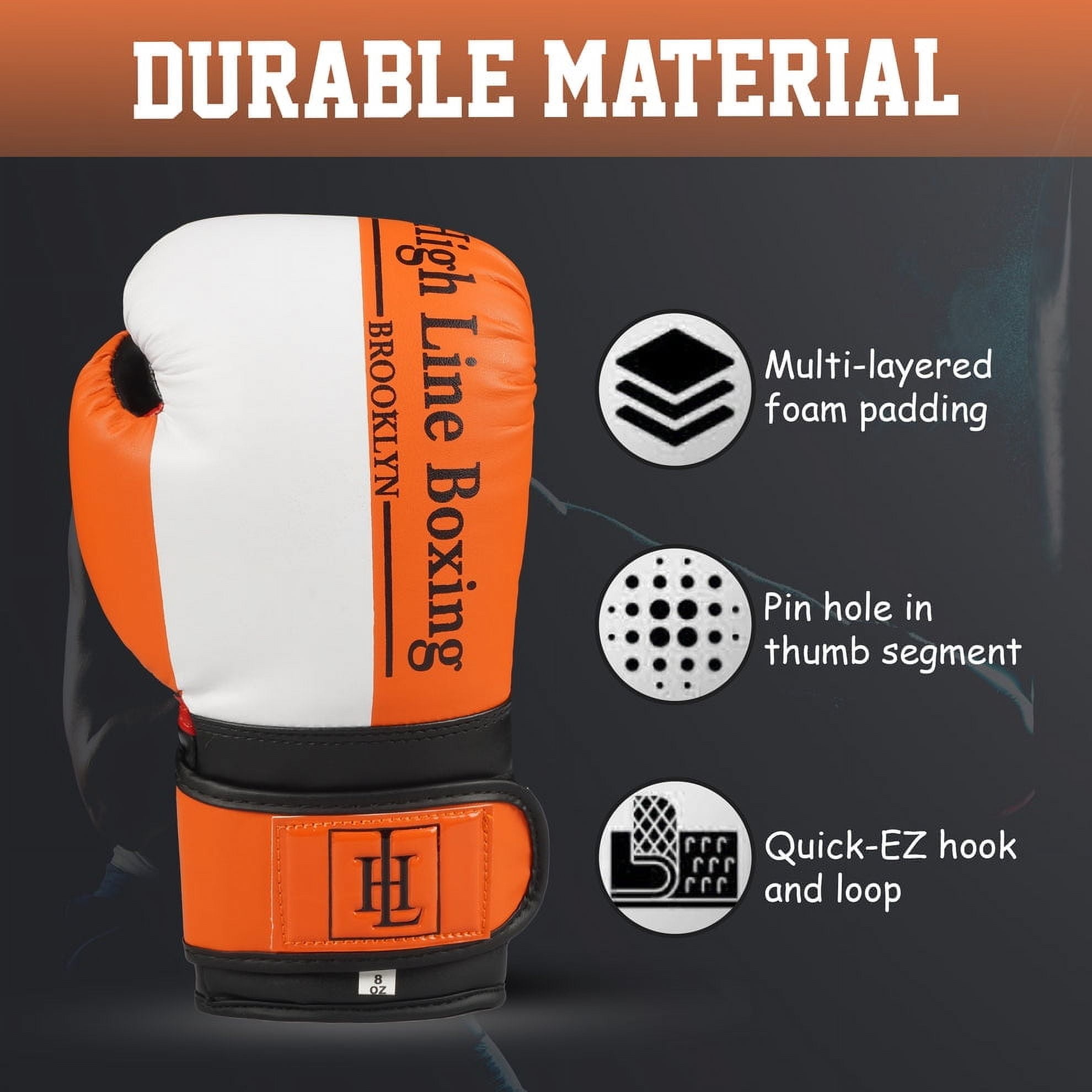 High Line Orange Essential Series Boxing Gloves for Kids | Youth Boxing Gloves for Punching, Boxing, MMA, Kickboxing, Muay Thai, Sparring| Kids Punching Gloves 4 oz, 6 oz & 8 oz