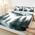 thumbnail image 3 of Homewish Smoky Jungle Woodland Twin Sheet Sets 3pcs for Kids Teens Adults,Botanical Plants Twin Fitted Sheet Microfiber,Green White Breathable Flat Sheet,Microfiber Bedroom Decor, 3 of 7
