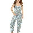 thumbnail image 1 of Girls Casual Jumpsuits Sleeveless Summer Rompers Long Pants With Pockets For 5-14 Years, 1 of 2