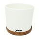 thumbnail image 2 of Maceta de Arcilla Blanca con Plato de Madera, 2 of 4