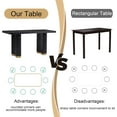 thumbnail image 5 of 63" Modern Black Rectangular Wood Dining Table, Large Dining Room Table with Rounded Corners, Gold Wavy Double Pedestal Base for Kitchen, Dining Room,Home Office, 5 of 6