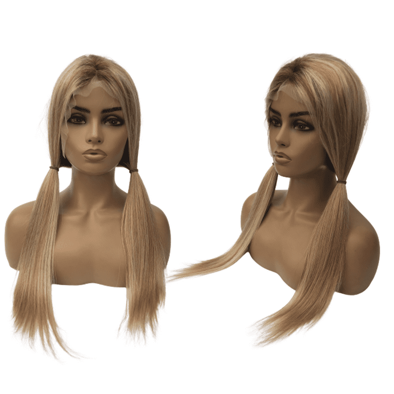 Lace Front Wigs Long Human Hair Pre Plucked Brown Mixed Blonde