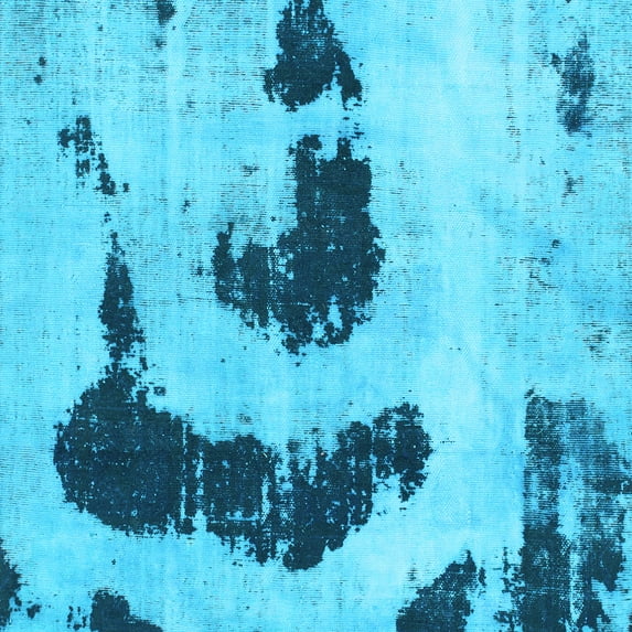 Ahgly Company Indoor Square Oriental Light Blue Modern Area Rugs, 7' Square