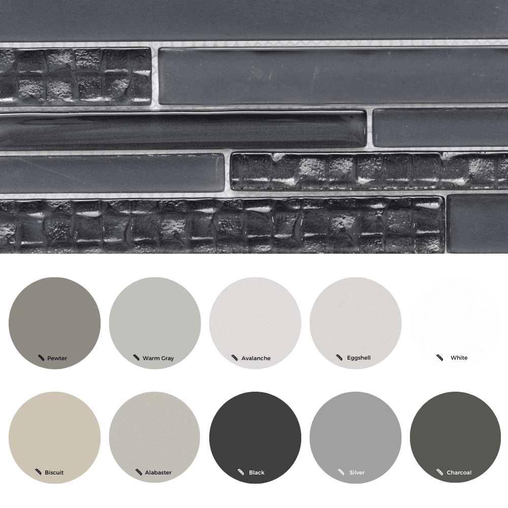 The Tile Life Karma Brick 4 in x 4 in Charcoal Glass Textured Mosaic Tile Sample 1 Piece