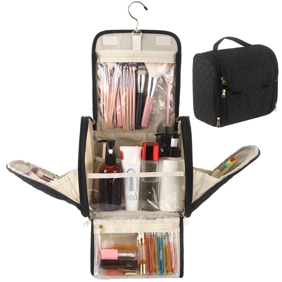 Large Hanging Makeup Organizer, Travel Toiletry Bag with Hook and Handle, Portable Cosmetic Case, Multi-Compartment Wash Bag for Bathroom, Business Trip