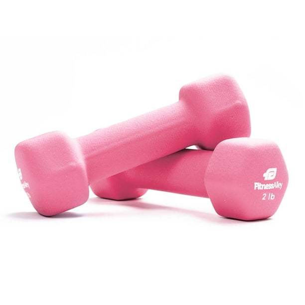 Fitness Alley Neoprene Coated Dumbbells Set (Hex Hand Weights), 2lb