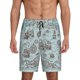 thumbnail image 1 of Balery Pirate Adventure Map Pantalones cortos de pijama de punto de algodón para hombre con cinturilla y bolsillos-Small, 1 of 6
