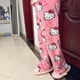 thumbnail image 2 of Pantalones de pijama de polar de Hello Kitty de Sanrio, color coral, suaves, informales, para mujer, para estar en casa, regalo de cumpleaños con dibujos animados de anime kawaii, 2 of 5