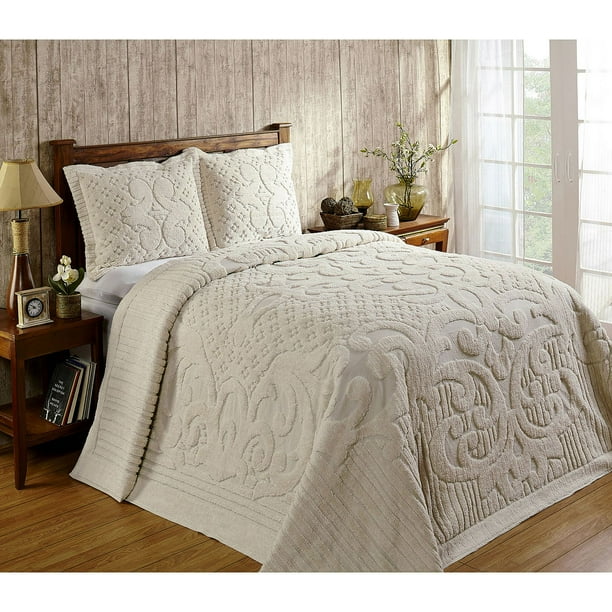 Ashton Chenille Bedspread and Pillow Sham, All Cotton, King Size ...