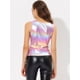 thumbnail image 4 of INSPIRE CHIC Día de San Patricio Camiseta Sin Mangas Con Cuello En U, Elástico, Ajustado, Brillante Y Metálico Brillante Para Mujer Sinfonía violeta claro XS, 4 of 5