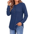 thumbnail image 3 of Fantaslook Plus Size Waffle Long Sleeve Shirts for Women Button Up V Neck Henley Blouses Dressy Casual Fall Tops, 3 of 7
