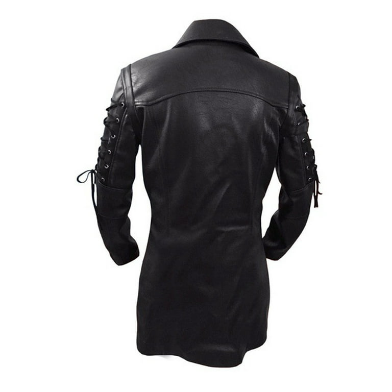 JGGSPWM Men's PU Faux Leather Jacket Vintage Punk Biker Motorcycle