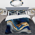 thumbnail image 2 of Designart "Vibrant Agate in Blue and Gold II" Modern Bedding Covert Set - Abstract Transitional Blue Abstract Bed Set With 1 Sham, 2 of 6