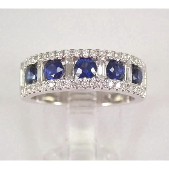 2.10Ct Round Cut Lab Created Sapphire Women's Ring 14K White Gold Plated
