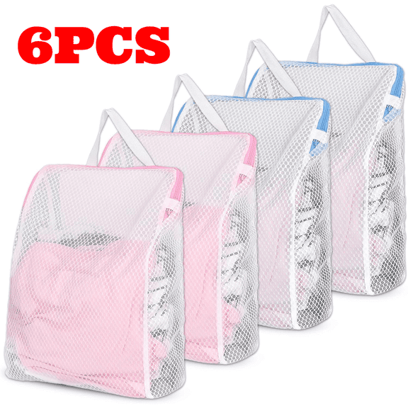 6pcs Honeycomb Mesh Laundry Bags with Handle, 12 x 8 Inch Washing Machine Bag for Socks Lingerie Travel Garment