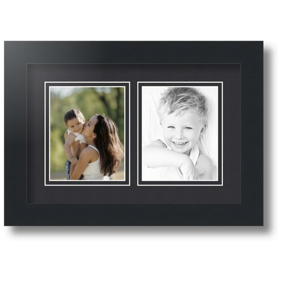 ArtToFrames Collage Photo Picture Frame with 2 - 4x5 Openings, Framed in Black with Black and Black Mats (CDM-3926-37)