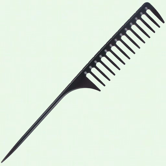 Detangling Wide Tooth Comb with Rat Tail, Nylon Hair Comb for All Hair Types - Black