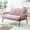 thumbnail image 3 of 53-inch Minimalist-Style Double-Seater Upholstered Sofa, with Tufted Design, Pink, 3 of 5