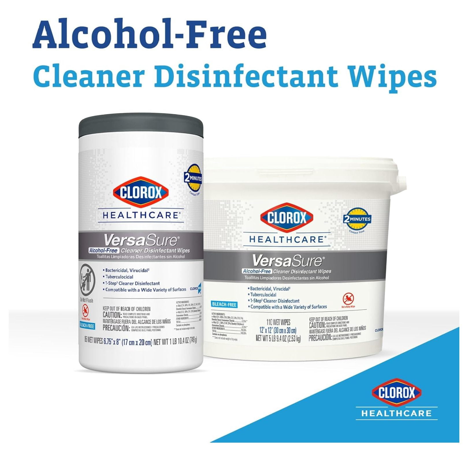 Disinfectant Wipes VersaSure 85 Count - Alcohol-Free Cleaner Wipes, 6.75 x 8", Multi-Surface Sanitizing Wipes for Home, Office, Healthcare - Pack of 6