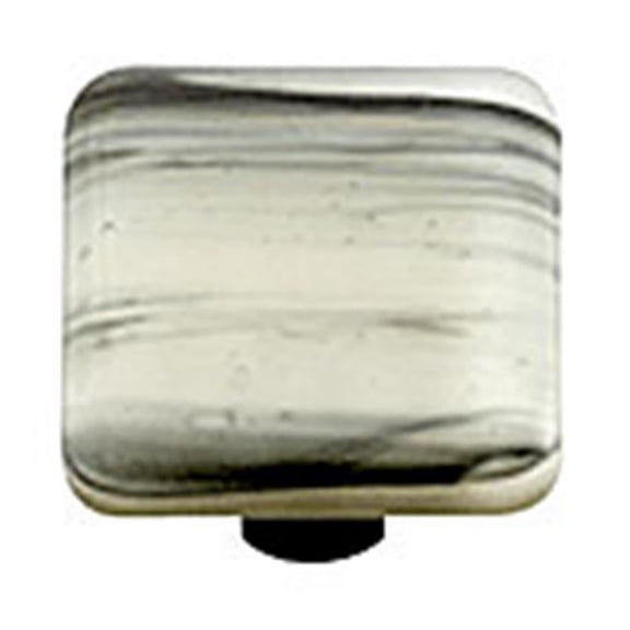 Hot Knobs HK2063-KA Black Swirl French Vanilla Square Glass Cabinet Knob - Aluminum Post