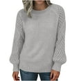 thumbnail image 3 of AGWOLF Women's Sweaters Cozy Mock Neck Lantern Long Sleeve Pullover Casual Crochet Hollow Out Tops Fall Winter Travel Clothes, 3 of 7