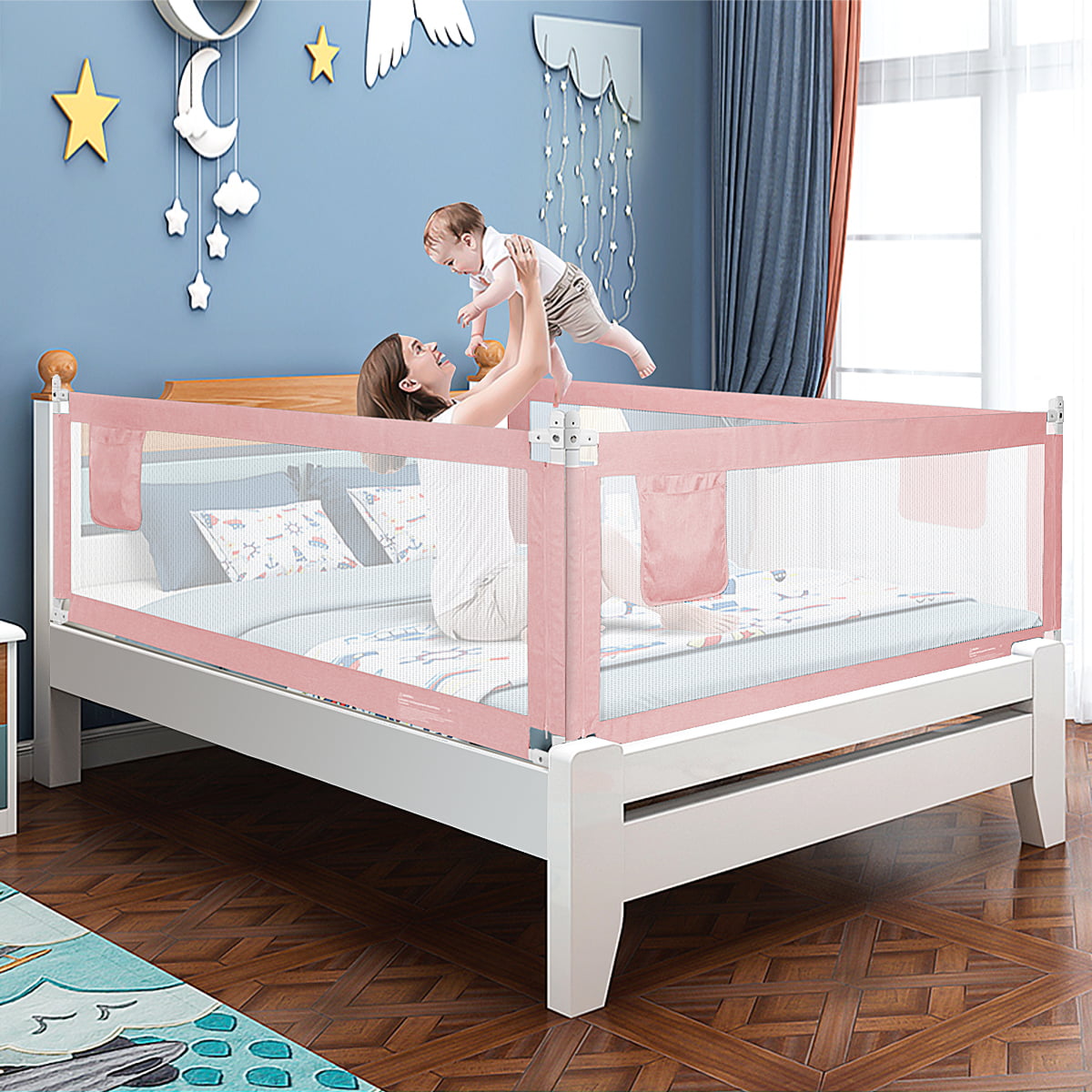 queen size bed rails adjustable height