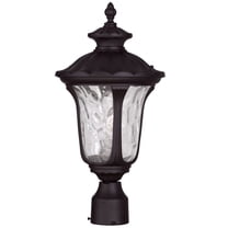 1 Light Bronze Outdoor Post Lantern Pendant Lighting Fixture with Clear Water Glass Shade backed with Cast Aluminum material for patio, front porch, entryway and more