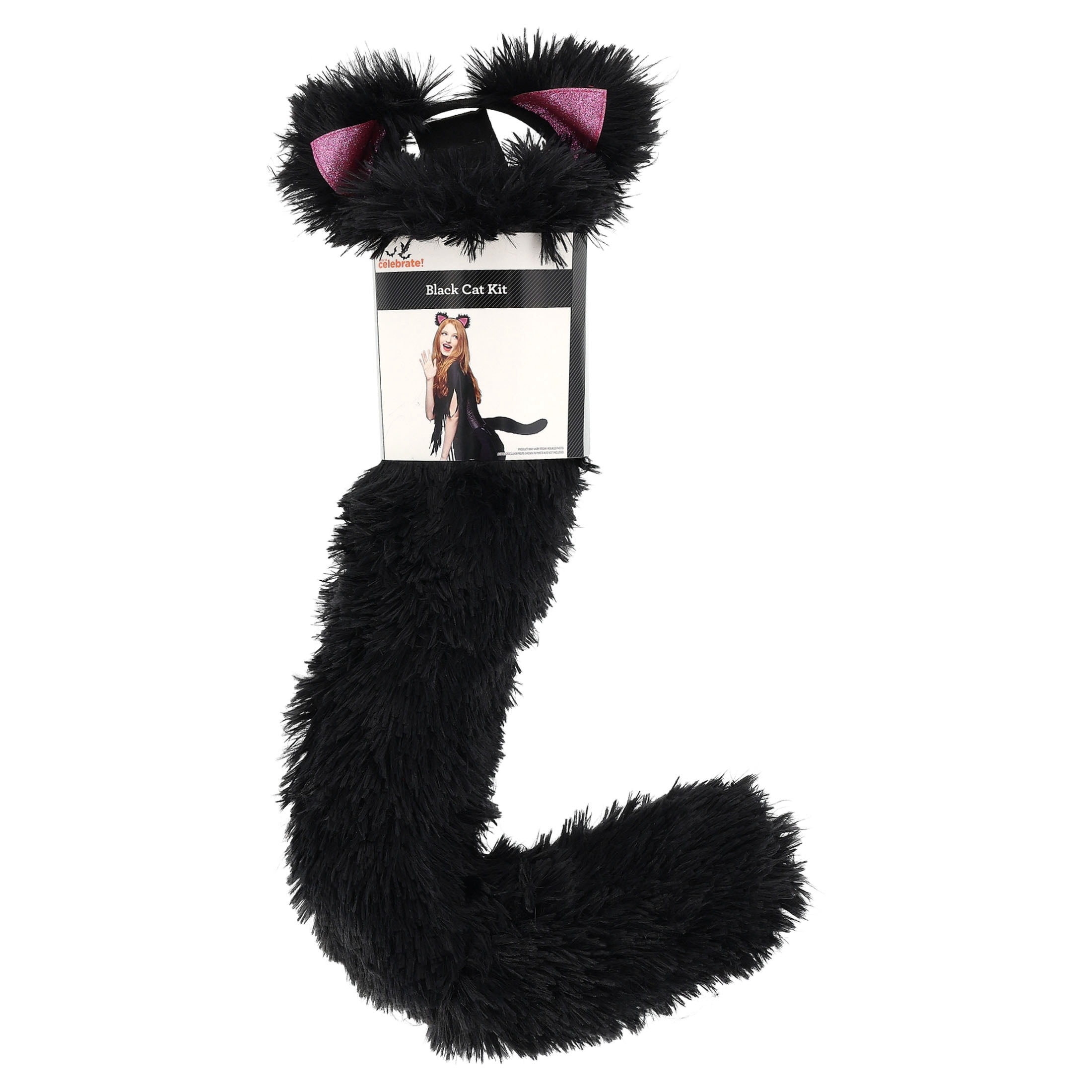 Cat Costume Accessory Kit for Adults, Black and Pink, 2 Pieces, Halloween by Way To Celebrate