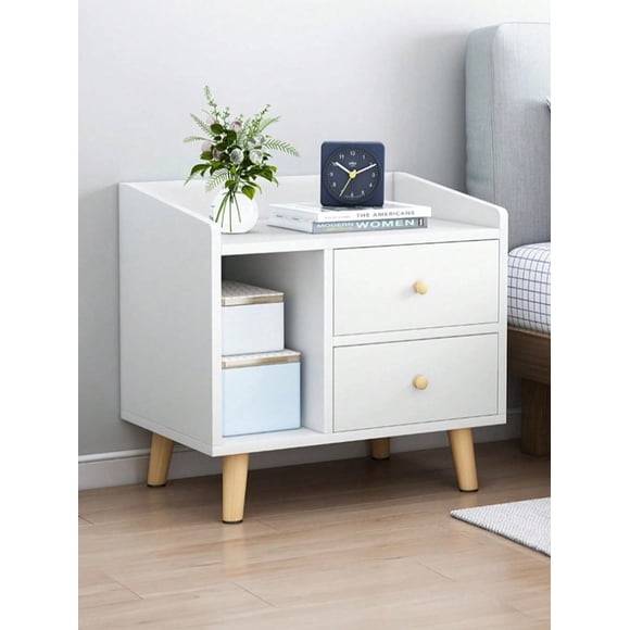Mesita de Noche Multifuncional Muebles con 2 Cajones y Estante de Almacenamiento, Mesa Auxiliar, Gabinete de Noche para Dormitorios, Sofás, Camas, Oficinas