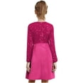thumbnail image 3 of iiniim Girls Glittery Sequin Party Gown Round Collar Long Sleeve High Waist Belted Pleated Dress Hot Pink 16, 3 of 6