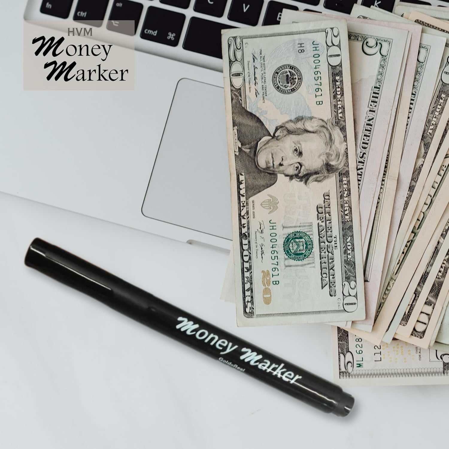 HVM Counterfeit Money Detector Pen (2 Counterfeit Pens) - Money Marker Bill Detector Pen with Upgraded Chisel Tip - Detect Fake Bills, Universal False Currency Checker Pack