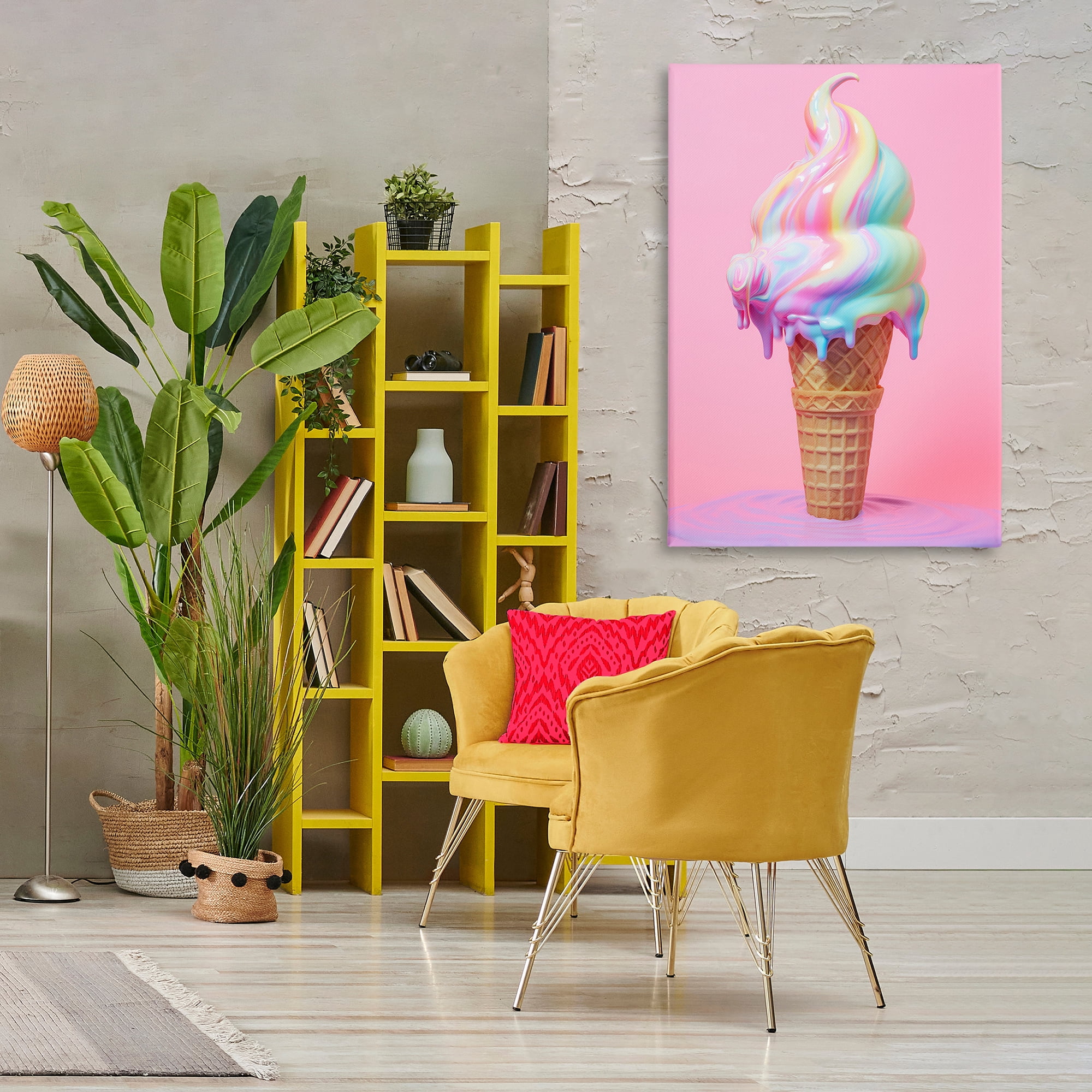 Stupell Industries Dripping Pastel Ice Cream Food & Beverage Painting Wrapped Canvas Art Print Wall Art, 30 x 45